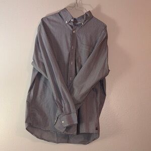 Chaps Navy and White Plaid Button Down Shirt